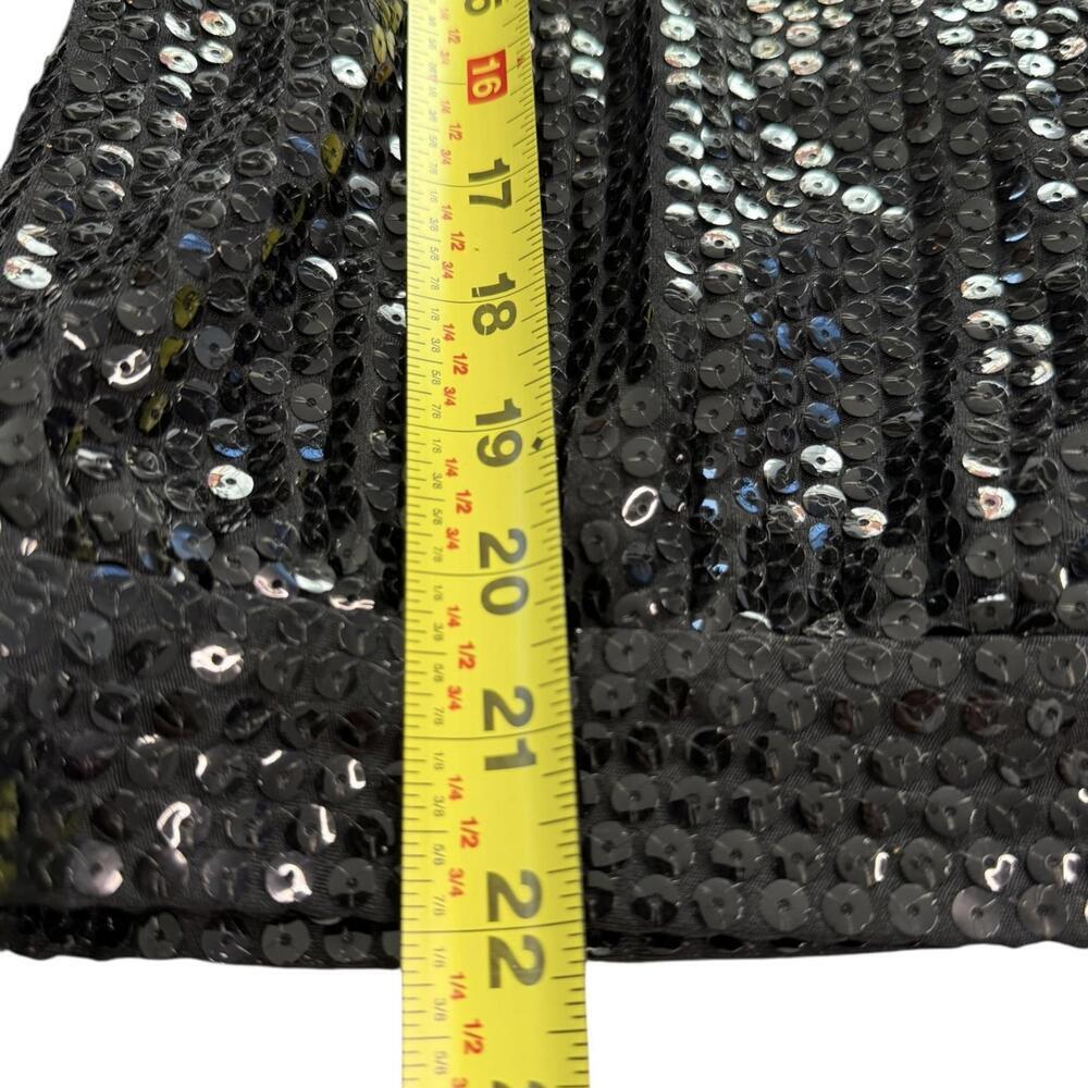 Vintage 80s Black Sequin Two Piece Set Top and Pants Sparkly Party Outfit Sz 6 - Picture 4 of 8